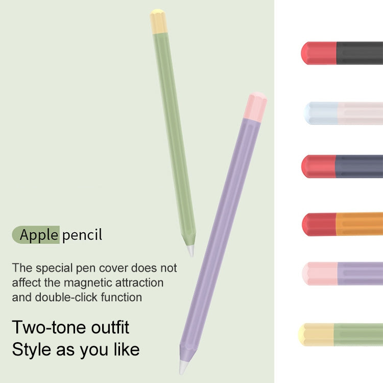 For Apple Pencil 2 Stylus Touch Pen Split Contrast Color Silicone Protective Case(Classic Red and Black)-garmade.com
