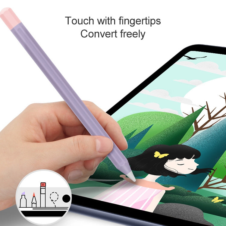 For Apple Pencil 2 Stylus Touch Pen Split Contrast Color Silicone Protective Case(Classic Red and Black)-garmade.com