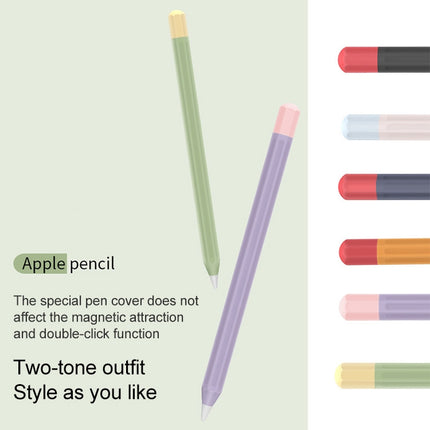 For Apple Pencil 2 Stylus Touch Pen Split Contrast Color Silicone Protective Case(Lemon Avocado)-garmade.com