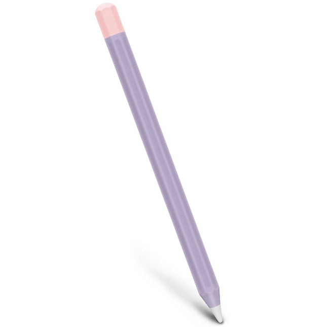 For Apple Pencil 2 Stylus Touch Pen Split Contrast Color Silicone Protective Case(Lavender Purple Pink)-garmade.com