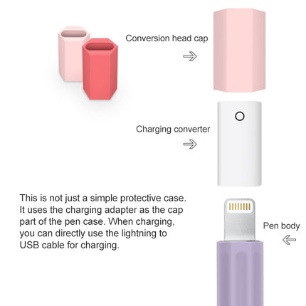 For Apple Pencil 2 Stylus Touch Pen Split Contrast Color Silicone Protective Case(Lavender Purple Pink)-garmade.com