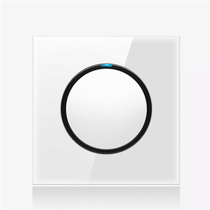 86mm Round LED Tempered Glass Switch Panel, White Round Glass, Style:One Open Dual Control-garmade.com