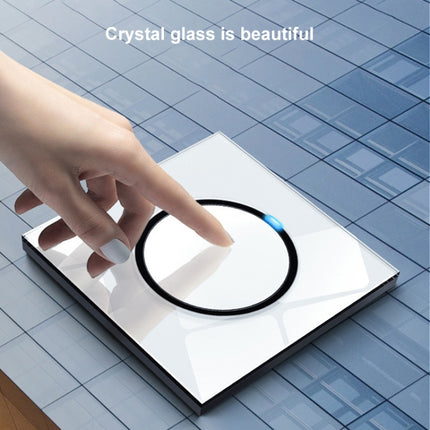 86mm Round LED Tempered Glass Switch Panel, White Round Glass, Style:One Open Dual Control-garmade.com