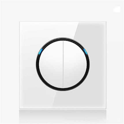 86mm Round LED Tempered Glass Switch Panel, White Round Glass, Style:Two Billing Control-garmade.com