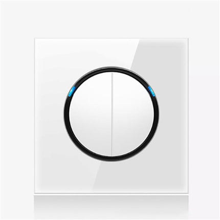 86mm Round LED Tempered Glass Switch Panel, White Round Glass, Style:Two Open Dual Control-garmade.com