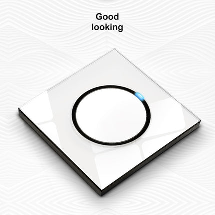 86mm Round LED Tempered Glass Switch Panel, White Round Glass, Style:Four Open Dual Control-garmade.com
