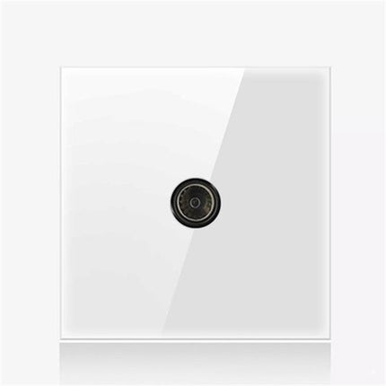 86mm Round LED Tempered Glass Switch Panel, White Round Glass, Style:TV Socket-garmade.com