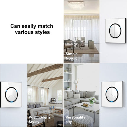 86mm Round LED Tempered Glass Switch Panel, White Round Glass, Style:TV Socket-garmade.com