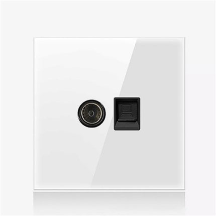86mm Round LED Tempered Glass Switch Panel, White Round Glass, Style:TV-Computer Socket-garmade.com