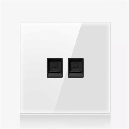 86mm Round LED Tempered Glass Switch Panel, White Round Glass, Style:Dual Computer Socket-garmade.com
