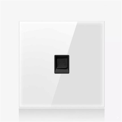 86mm Round LED Tempered Glass Switch Panel, White Round Glass, Style:Computer Socket-garmade.com