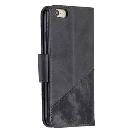For iPhone 6 Matching Color Crocodile Texture Horizontal Flip PU Leather Case with Wallet & Holder & Card Slots(Black)-garmade.com