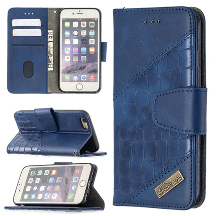For iPhone 6 Matching Color Crocodile Texture Horizontal Flip PU Leather Case with Wallet & Holder & Card Slots(Blue)-garmade.com