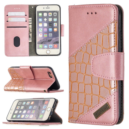 For iPhone 6 Matching Color Crocodile Texture Horizontal Flip PU Leather Case with Wallet & Holder & Card Slots(Rose Gold)-garmade.com