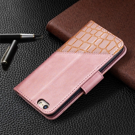 For iPhone 6 Matching Color Crocodile Texture Horizontal Flip PU Leather Case with Wallet & Holder & Card Slots(Rose Gold)-garmade.com