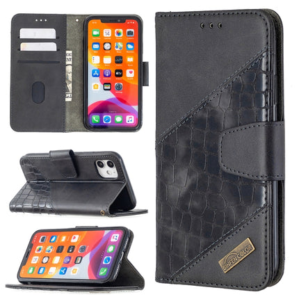 For iPhone 11 Matching Color Crocodile Texture Horizontal Flip PU Leather Case with Wallet & Holder & Card Slots(Black)-garmade.com