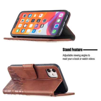 For iPhone 11 Matching Color Crocodile Texture Horizontal Flip PU Leather Case with Wallet & Holder & Card Slots(Brown)-garmade.com