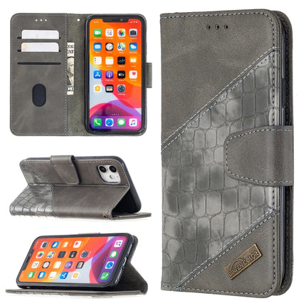 For iPhone 11 Matching Color Crocodile Texture Horizontal Flip PU Leather Case with Wallet & Holder & Card Slots(Grey)-garmade.com