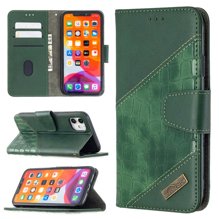 For iPhone 11 Matching Color Crocodile Texture Horizontal Flip PU Leather Case with Wallet & Holder & Card Slots(Green)-garmade.com