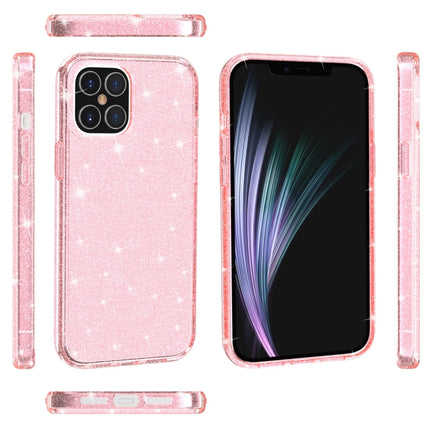 For iPhone 12 / 12 Pro Shockproof Terminator Style Glitter Powder Protective Case(Pink)-garmade.com