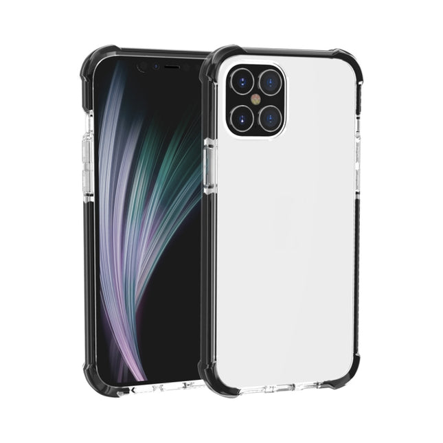 For iPhone 12 / 12 Pro Four-corner Shockproof TPU + Acrylic Protective Case(Black + Transparent)-garmade.com