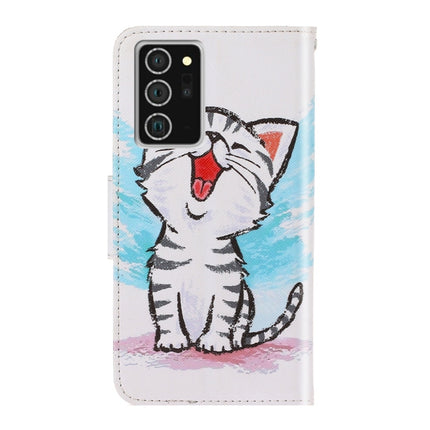 For Samsung Galaxy Note20 3D Colored Drawing Horizontal Flip PU Leather Case with Holder & Card Slots & Wallet(Red Mouth Cat)-garmade.com
