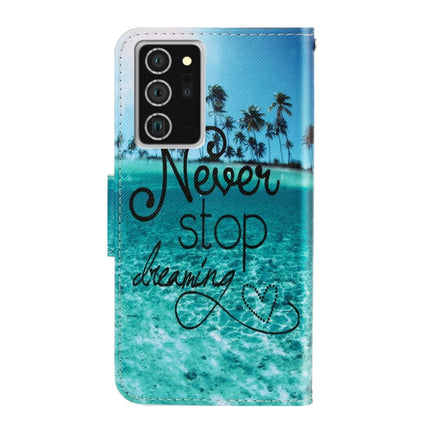 For Samsung Galaxy Note20 3D Colored Drawing Horizontal Flip PU Leather Case with Holder & Card Slots & Wallet(Blue Coconut Grove)-garmade.com