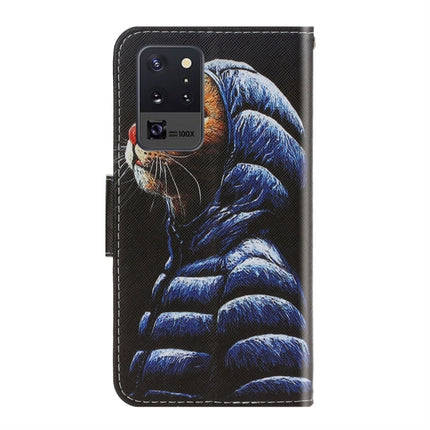 For Samsung Galaxy Note20 Ultra 3D Colored Drawing Horizontal Flip PU Leather Case with Holder & Card Slots & Wallet(Down Jacket Cat)-garmade.com