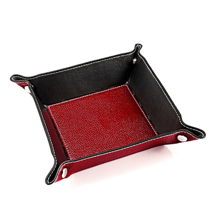 7001 Leather Desktop Square Storage Box Household Life Oddments Tray(Wine Red)-garmade.com