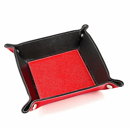 7001 Leather Desktop Square Storage Box Household Life Oddments Tray(Red)-garmade.com