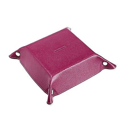 7001 Leather Desktop Square Storage Box Household Life Oddments Tray(Rose Red)-garmade.com