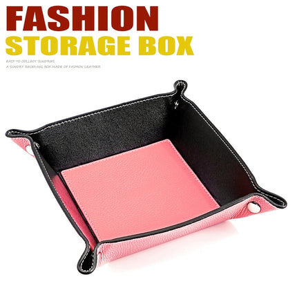 7001 Leather Desktop Square Storage Box Household Life Oddments Tray(Pink)-garmade.com