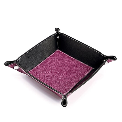 7001 Leather Desktop Square Storage Box Household Life Oddments Tray(Purple)-garmade.com