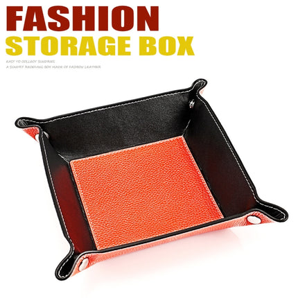 7001 Leather Desktop Square Storage Box Household Life Oddments Tray(Orange)-garmade.com