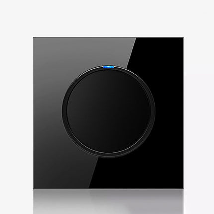 86mm Round LED Tempered Glass Switch Panel, Black Round Glass, Style:One Open Dual Control-garmade.com