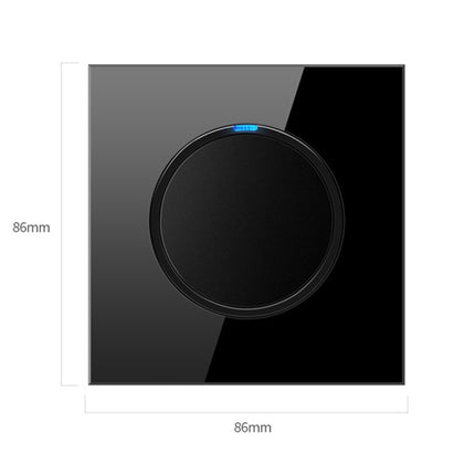 86mm Round LED Tempered Glass Switch Panel, Black Round Glass, Style:Two Billing Control-garmade.com