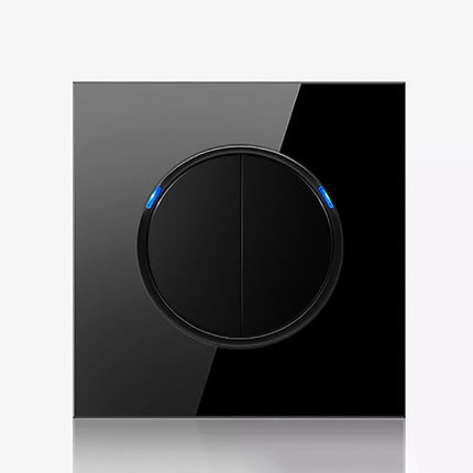 86mm Round LED Tempered Glass Switch Panel, Black Round Glass, Style:Two Open Dual Control-garmade.com