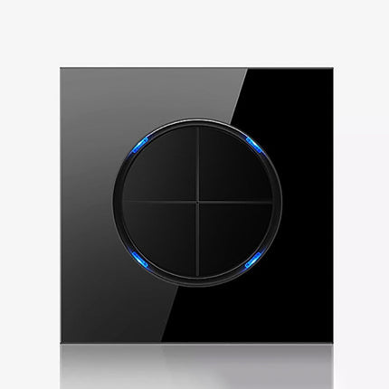 86mm Round LED Tempered Glass Switch Panel, Black Round Glass, Style:Four Open Dual Control-garmade.com