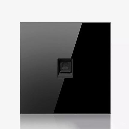 86mm Round LED Tempered Glass Switch Panel, Black Round Glass, Style:Computer Socket-garmade.com