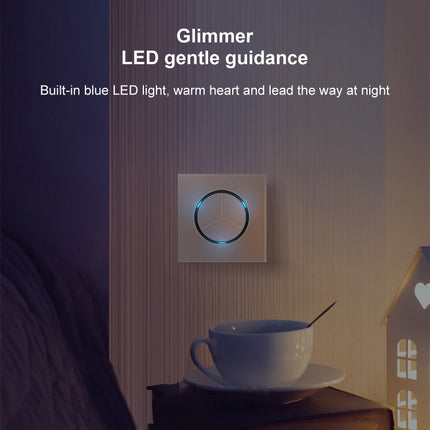 86mm Round LED Tempered Glass Switch Panel, Gray Round Glass, Style:One Open Dual Control-garmade.com