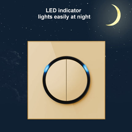 86mm Round LED Tempered Glass Switch Panel, Gold Round Glass, Style:Two Billing Control-garmade.com