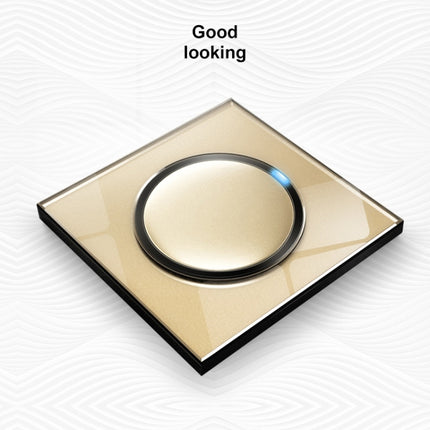 86mm Round LED Tempered Glass Switch Panel, Gold Round Glass, Style:Two Open Dual Control-garmade.com