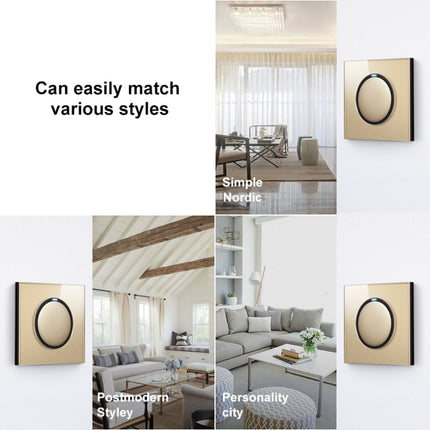 86mm Round LED Tempered Glass Switch Panel, Gold Round Glass, Style:Four Open Dual Control-garmade.com