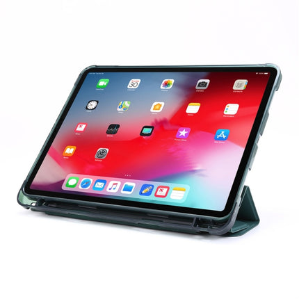 For iPad Pro 11 (2020/2018) / Air 2020 10.9 Multi-folding Horizontal Flip PU Leather + Shockproof TPU Tablet Case with Holder & Pen Slot(Deep Green)-garmade.com