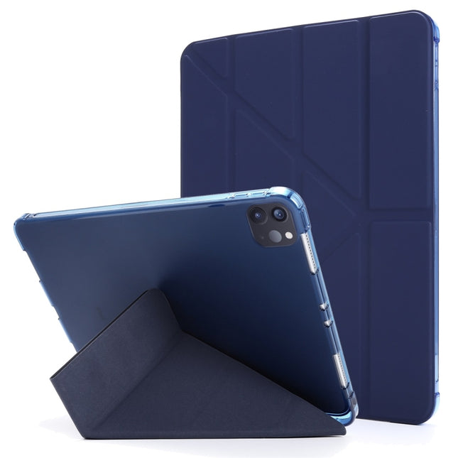 For iPad Pro 11 (2020/2018) / Air 2020 10.9 Multi-folding Horizontal Flip PU Leather + Shockproof TPU Tablet Case with Holder & Pen Slot(Dark Blue)-garmade.com