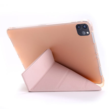 For iPad Pro 12.9 (2020/2018) Multi-folding Horizontal Flip PU Leather + Shockproof TPU Case with Holder & Pen Slot(Gold)-garmade.com