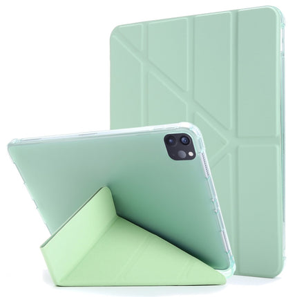 For iPad Pro 12.9 (2020/2018) Multi-folding Horizontal Flip PU Leather + Shockproof TPU Case with Holder & Pen Slot(Green)-garmade.com