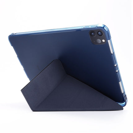 For iPad Pro 12.9 (2020/2018) Multi-folding Horizontal Flip PU Leather + Shockproof TPU Case with Holder & Pen Slot(Dark Blue)-garmade.com