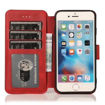 For iPhone 6 / 6s Calf Texture Magnetic Buckle Horizontal Flip Leather Case with Holder & Card Slots & Wallet & Photo Frame(Red)-garmade.com