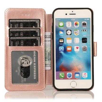 For iPhone 6 / 6s Calf Texture Magnetic Buckle Horizontal Flip Leather Case with Holder & Card Slots & Wallet & Photo Frame(Rose Gold)-garmade.com